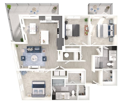 a1 floor plan  1 bedroom with 2 baths  129
